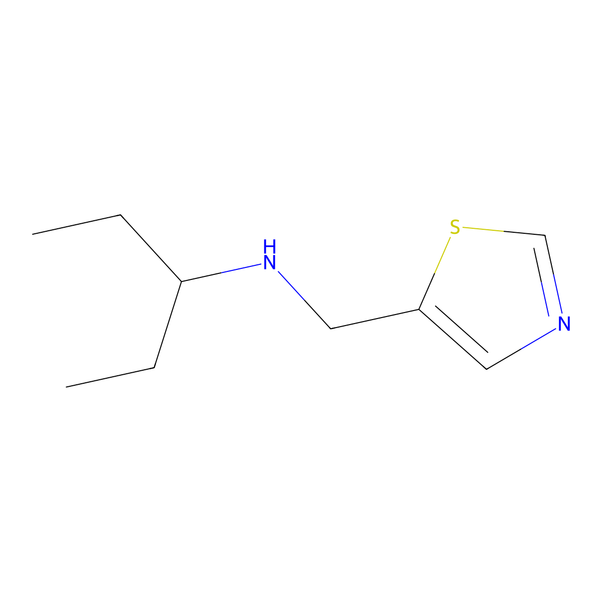 (Pentan-3-yl)[(1,3-thiazol-5-yl)methyl]amine molecular structure, CAS 1498119-92-8