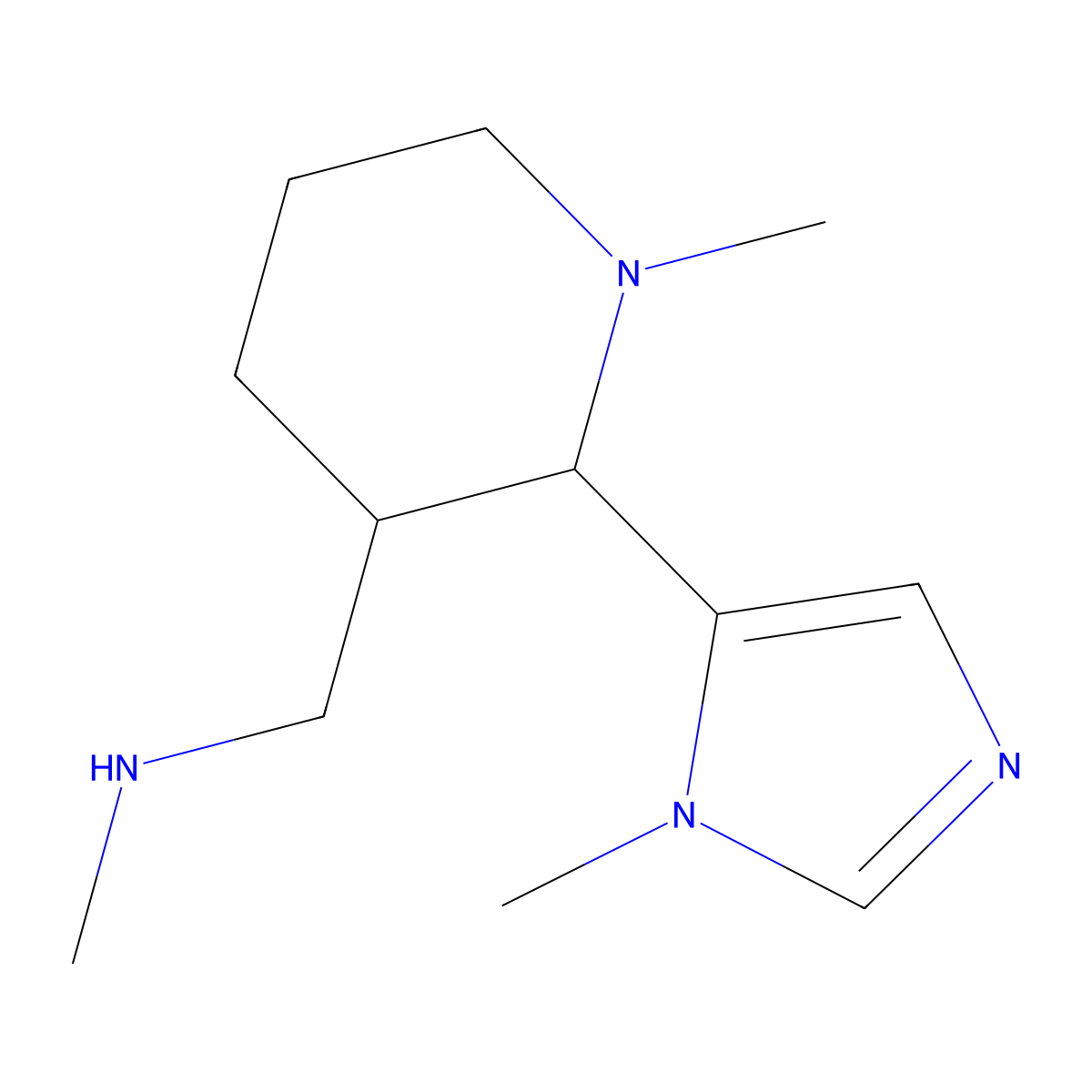 methyl({[1-methyl-2-(1-methyl-1H-imidazol-5-yl)piperidin-3-yl]methyl})amine molecular structure, CAS 1498133-26-8