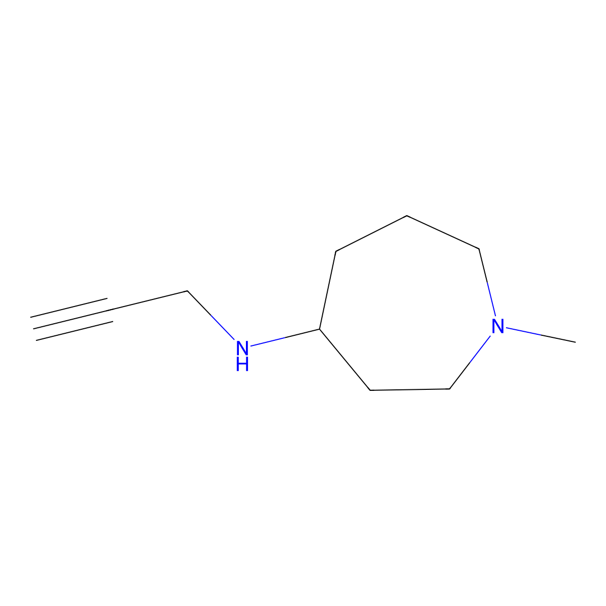 1-methyl-N-(prop-2-yn-1-yl)azepan-4-amine molecular structure, CAS 1498136-19-8