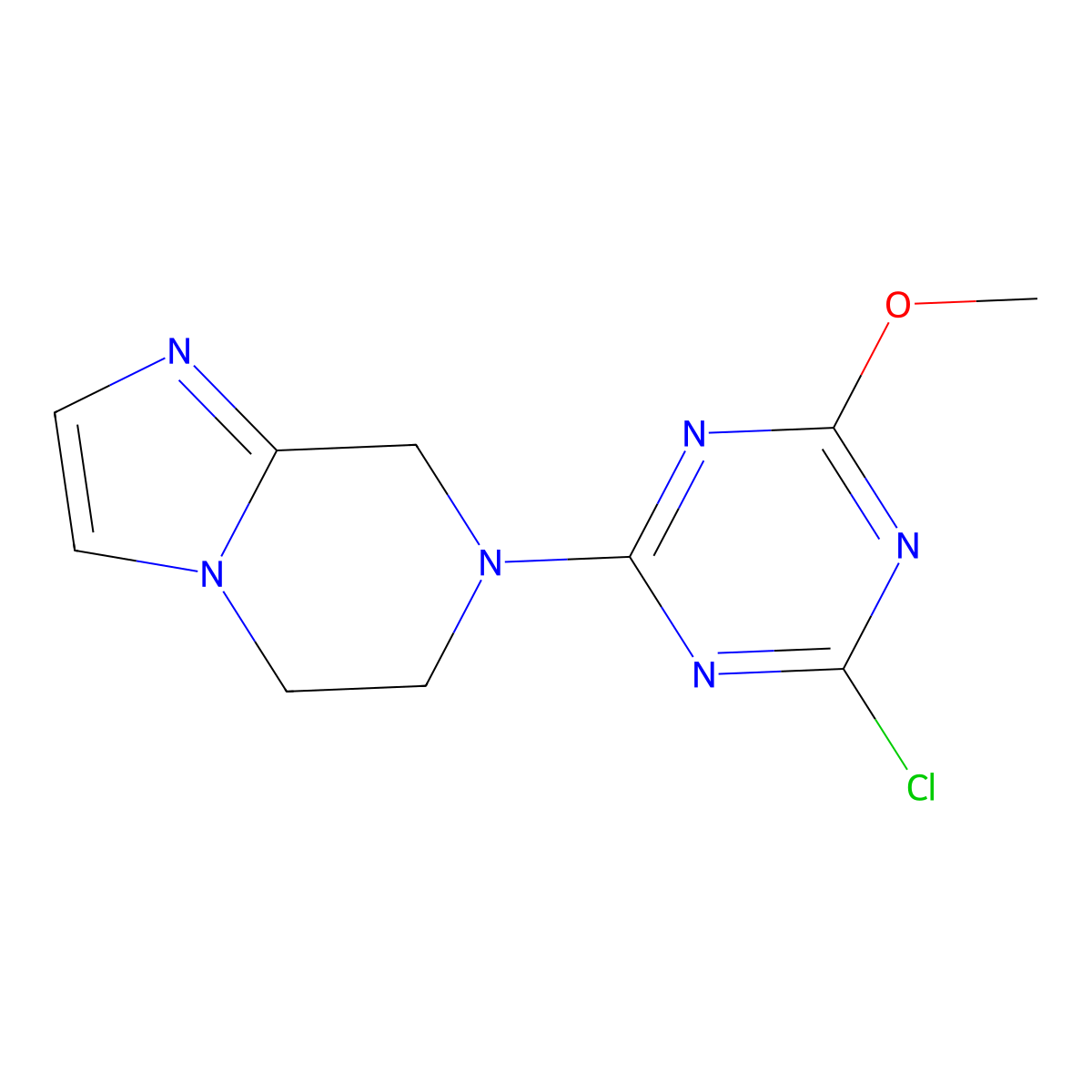 2-chloro-4-{5H,6H,7H,8H-imidazo[1,2-a]pyrazin-7-yl}-6-methoxy-1,3,5-triazine molecular structure, CAS 1498138-00-3