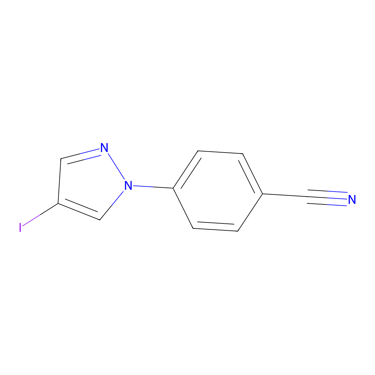 4-(4-iodo-1H-pyrazol-1-yl)benzonitrile molecular structure, CAS 1498158-04-5
