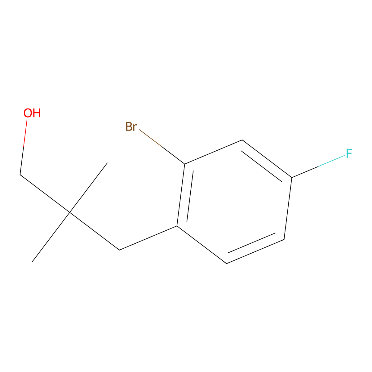 3-(2-Bromo-4-fluorophenyl)-2,2-dimethylpropan-1-ol molecular structure, CAS 1498180-19-0