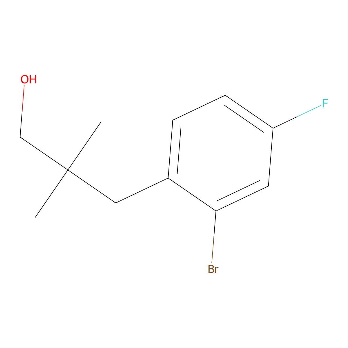 3-(2-Bromo-4-fluorophenyl)-2,2-dimethylpropan-1-ol molecular structure, CAS 1498180-19-0