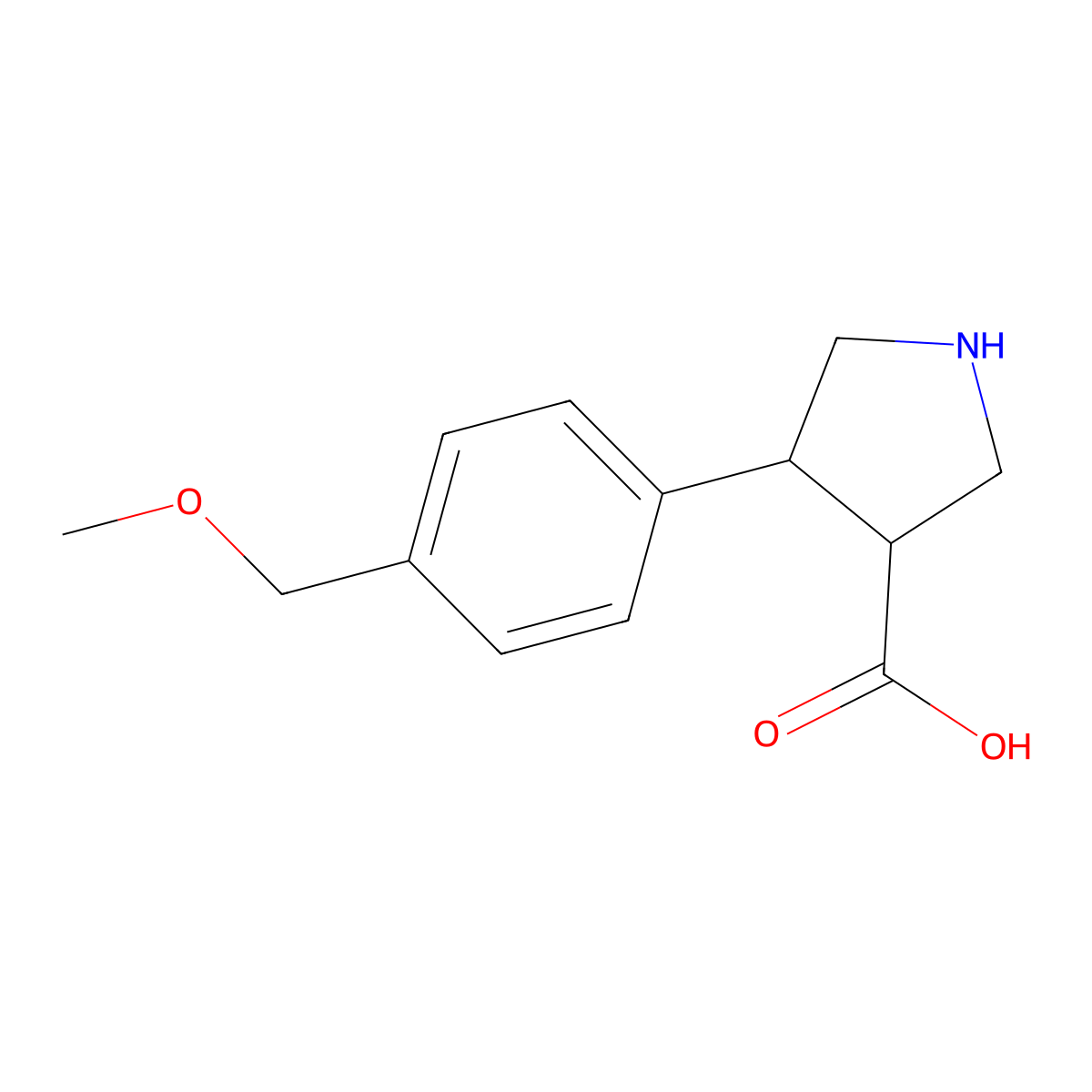 4-[4-(Methoxymethyl)phenyl]pyrrolidine-3-carboxylic acid molecular structure, CAS 1498200-97-7