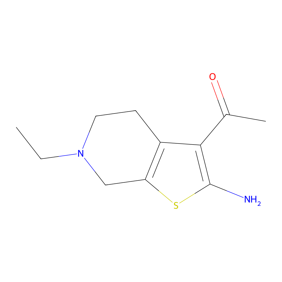 1-(2-Amino-6-ethyl-4,5,6,7-tetrahydrothieno[2,3-c]pyridin-3-yl)ethanone molecular structure, CAS 1498228-58-2