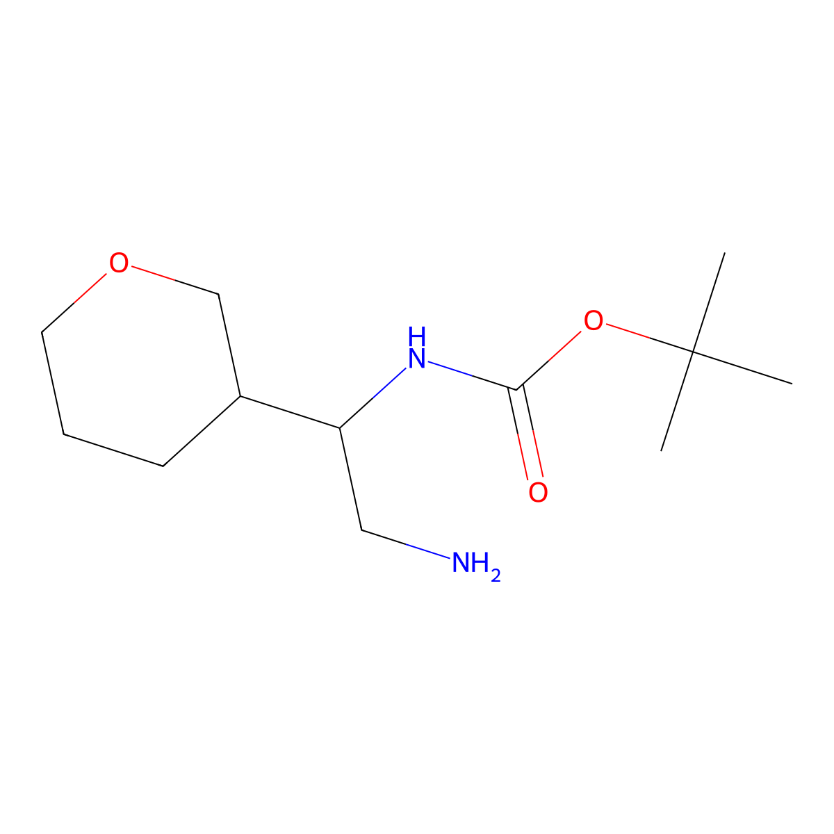 tert-butyl N-[2-amino-1-(oxan-3-yl)ethyl]carbamate molecular structure, CAS 1498257-66-1