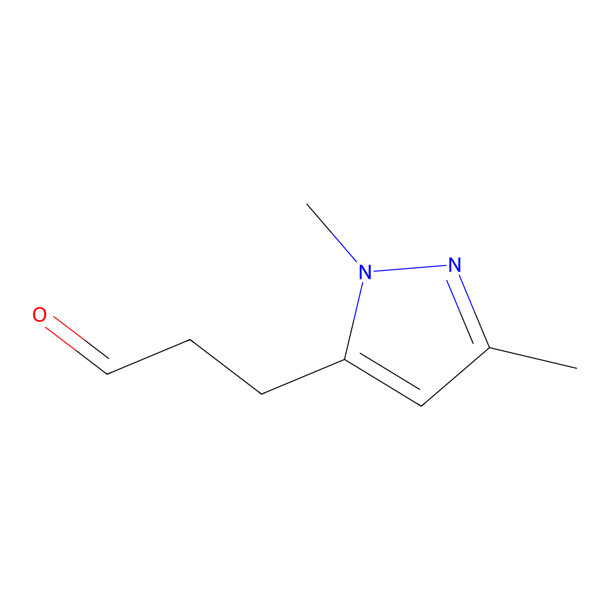 3-(1,3-dimethyl-1H-pyrazol-5-yl)propanal molecular structure, CAS 1498263-50-5