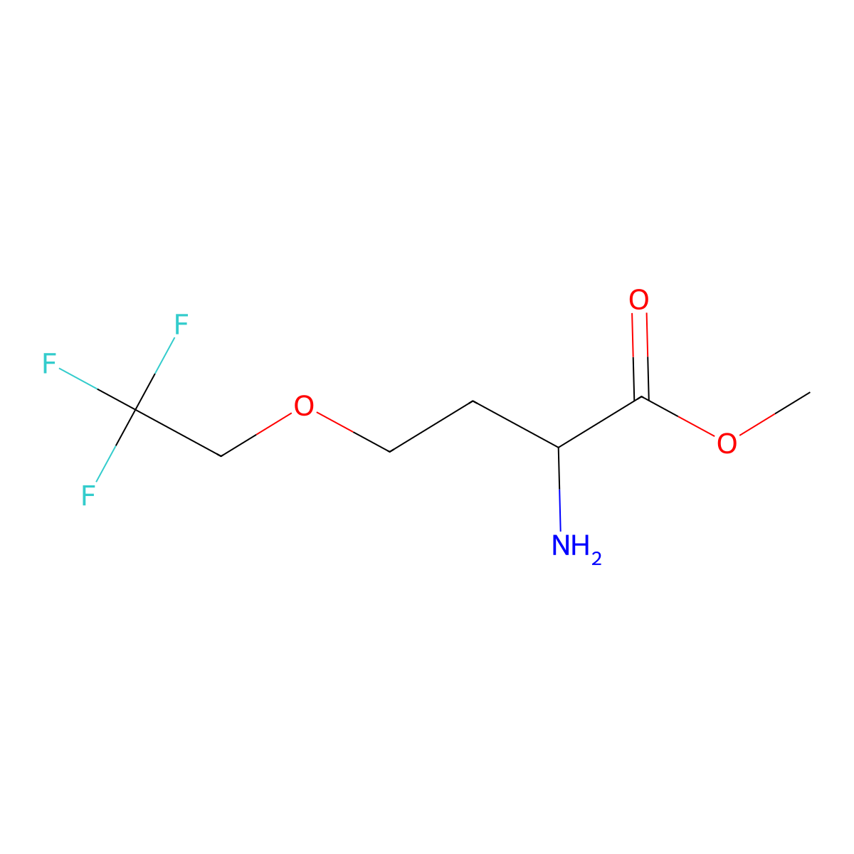 Methyl 2-amino-4-(2,2,2-trifluoroethoxy)butanoate molecular structure, CAS 1498283-00-3