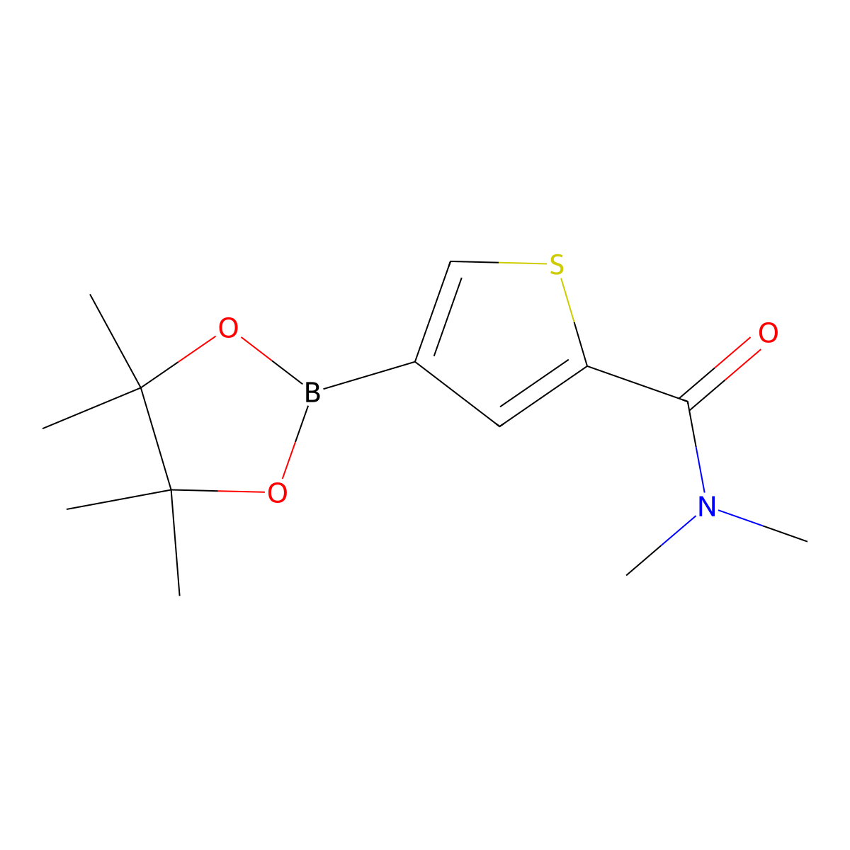 N,N-Dimethyl-4-(4,4,5,5-tetramethyl-1,3,2-dioxaborolan-2-yl)thiophene-2-carboxamide molecular structure, CAS 1498295-03-6