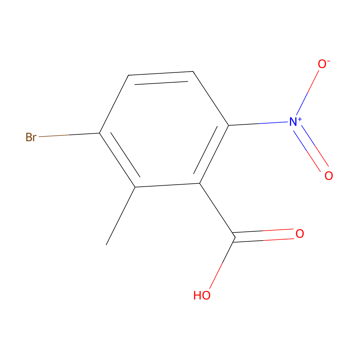 3-Bromo-2-methyl-6-nitrobenzoic acid molecular structure, CAS 1498300-48-3