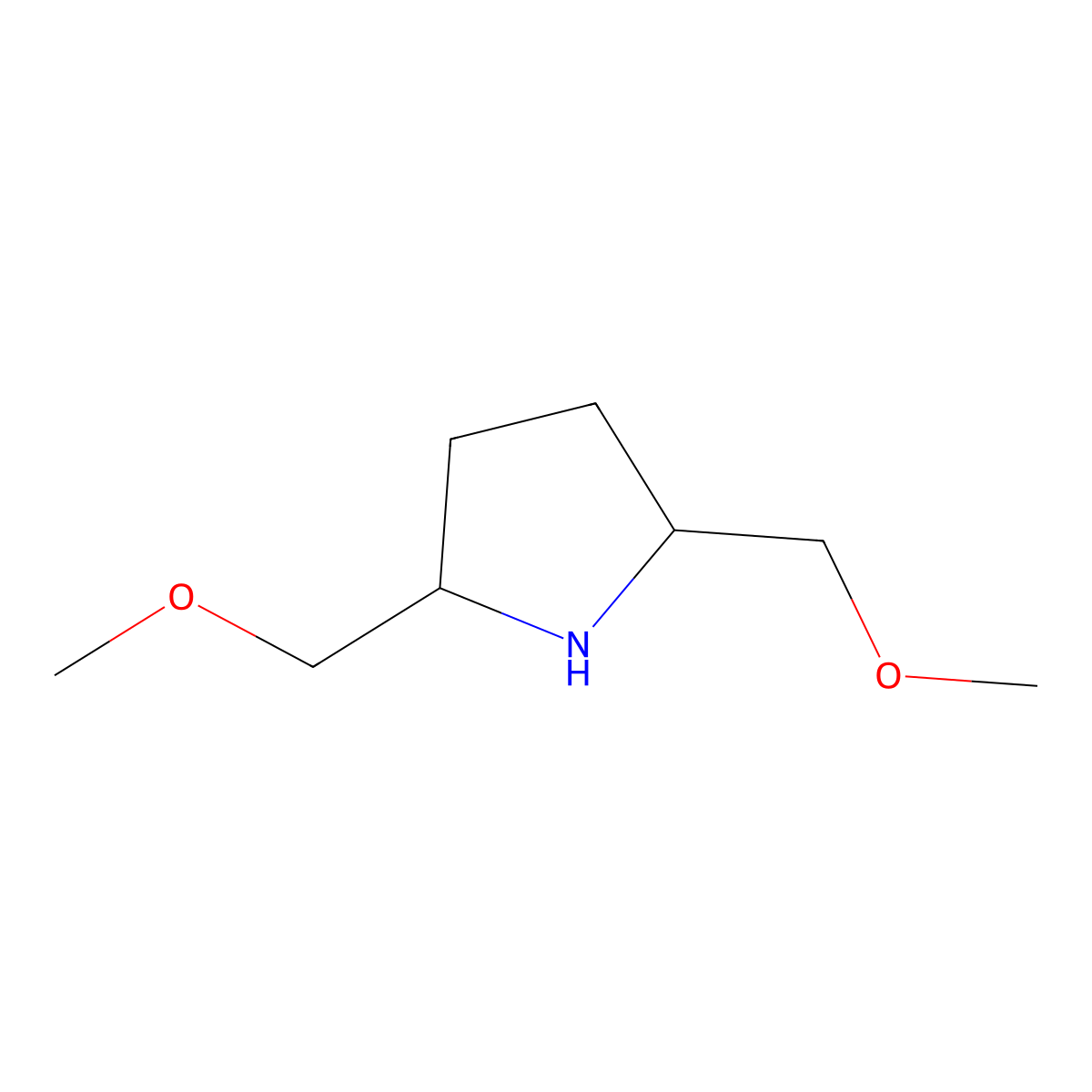 2,5-Bis(methoxymethyl)pyrrolidine molecular structure, CAS 1498303-65-3