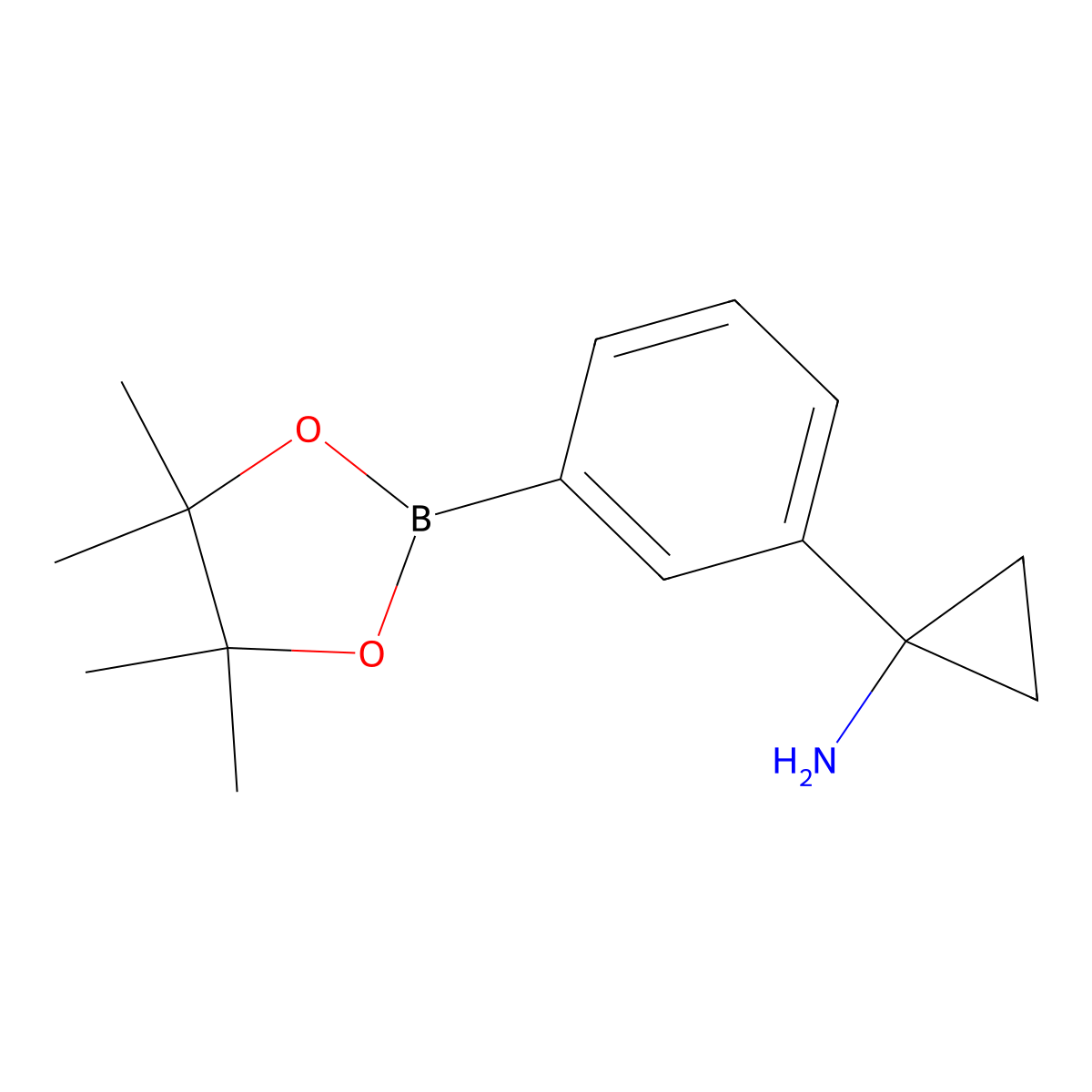 1-[3-(Tetramethyl-1,3,2-dioxaborolan-2-yl)phenyl]cyclopropan-1-amine molecular structure, CAS 1498307-01-9