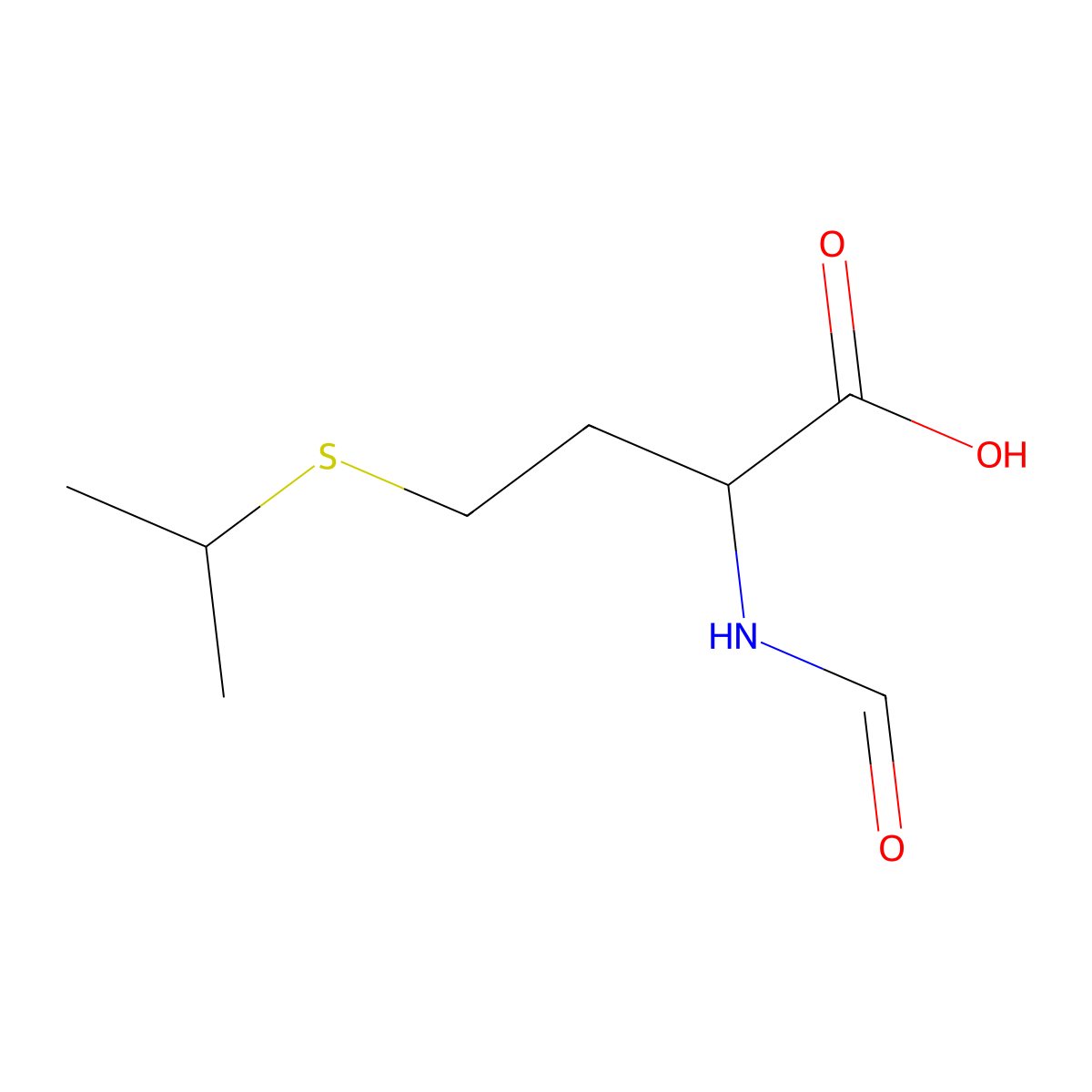 2-Formamido-4-(propan-2-ylsulfanyl)butanoic acid molecular structure, CAS 1498310-10-3