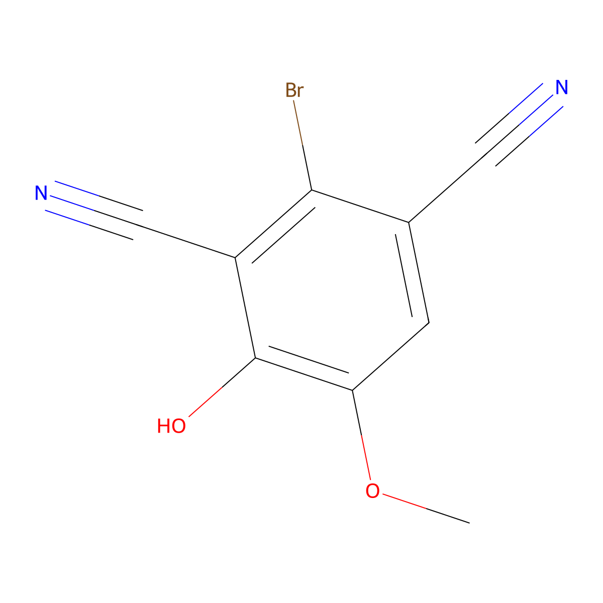 2-Bromo-4-hydroxy-5-methoxyisophthalonitrile molecular structure, CAS 1498322-36-3