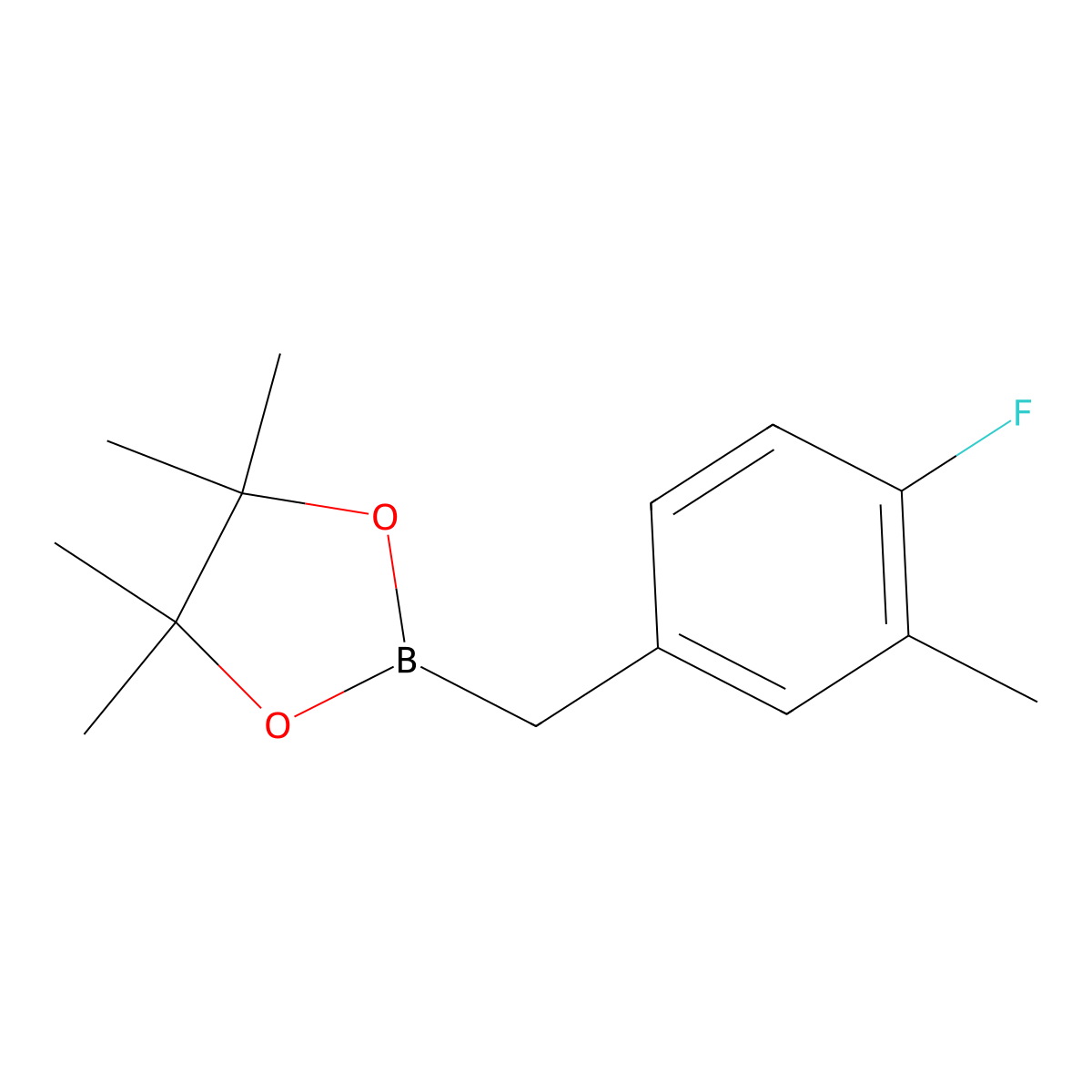 2-[(4-Fluoro-3-methylphenyl)methyl]-4,4,5,5-tetramethyl-1,3,2-dioxaborolane molecular structure, CAS 1498323-45-7