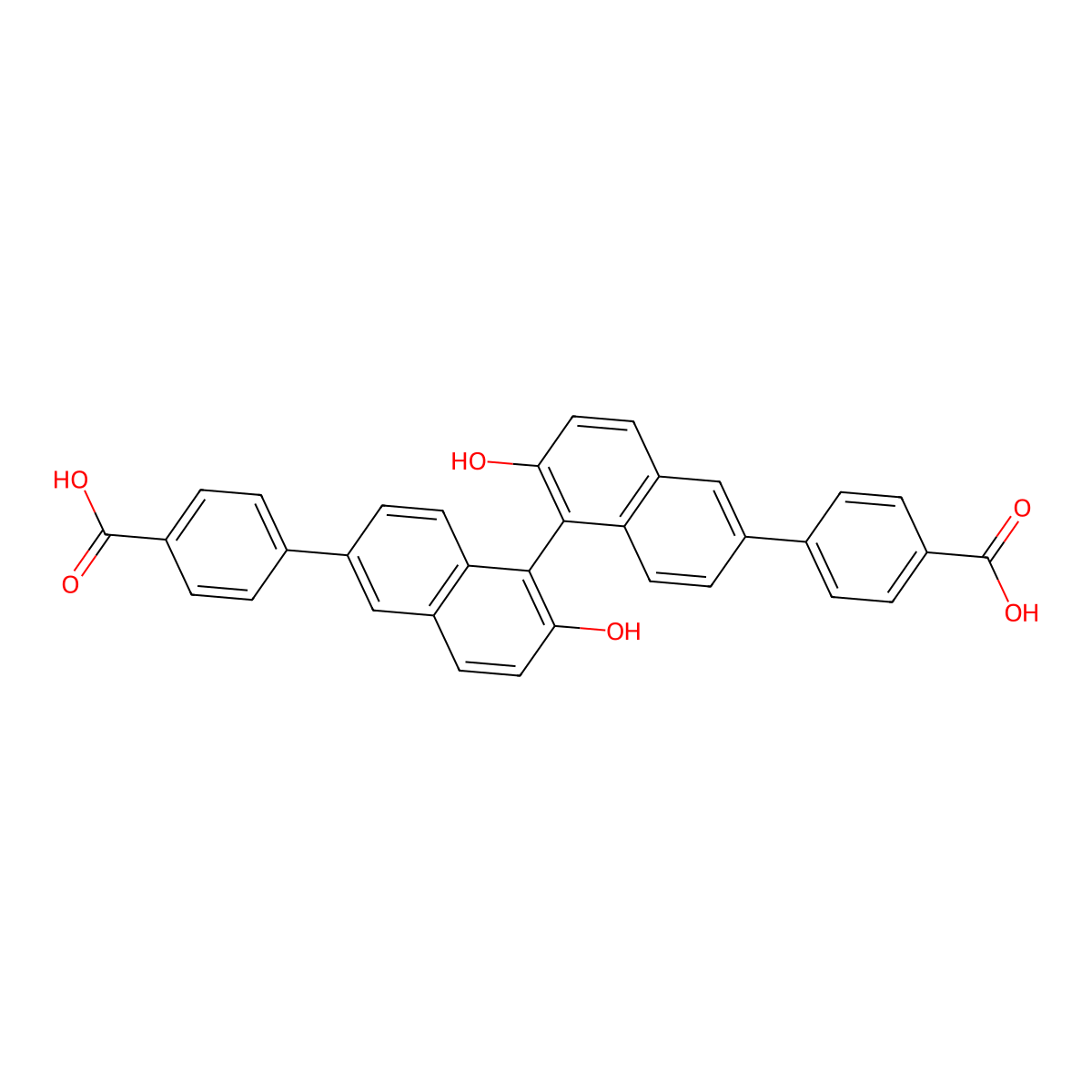 4,4'-(2,2'-Dihydroxy-[1,1'-binaphthalene]-6,6'-diyl)dibenzoic acid molecular structure, CAS 1498326-78-5