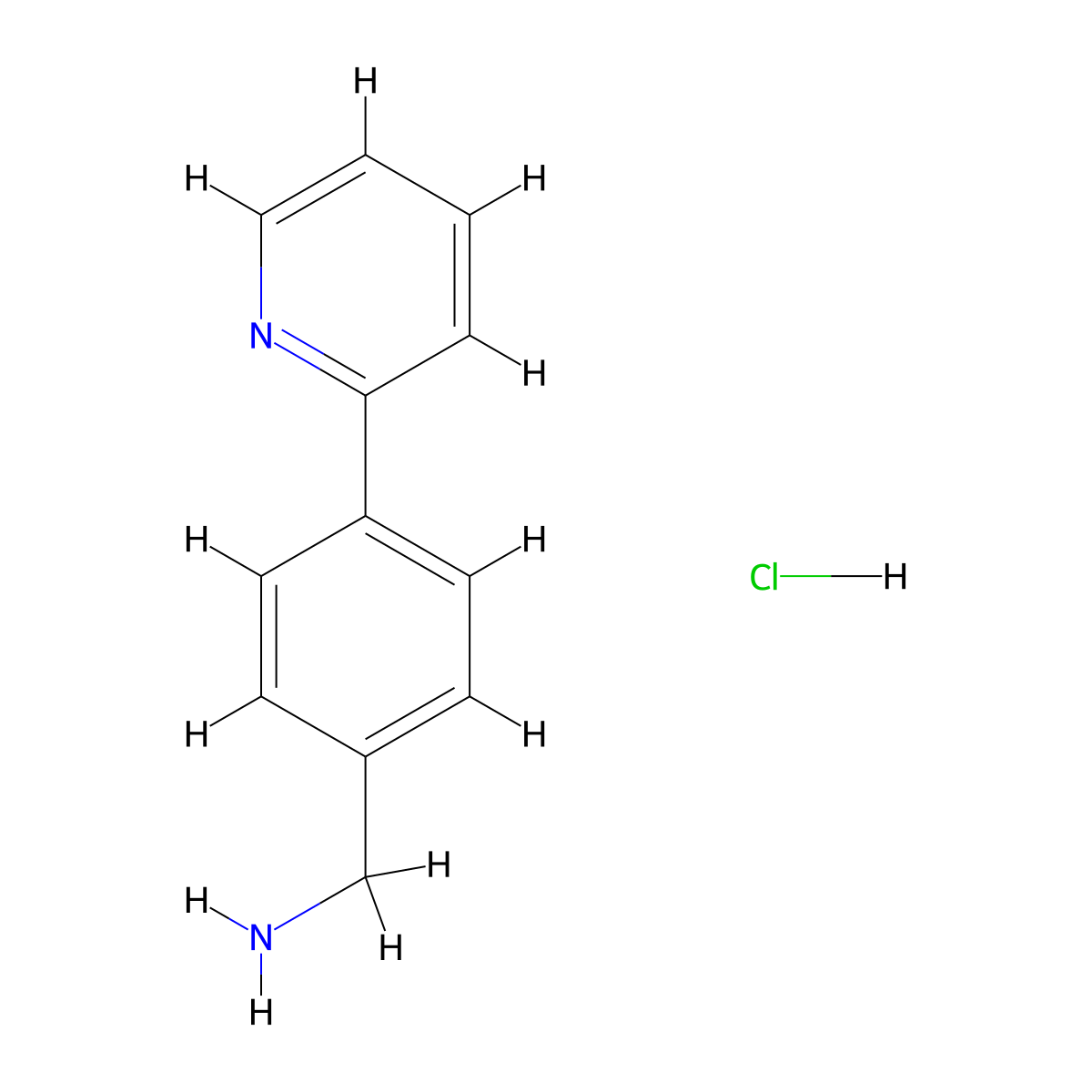 (4-(Pyridin-2-yl)phenyl)methanamine hydrochloride molecular structure, CAS 1498333-87-1