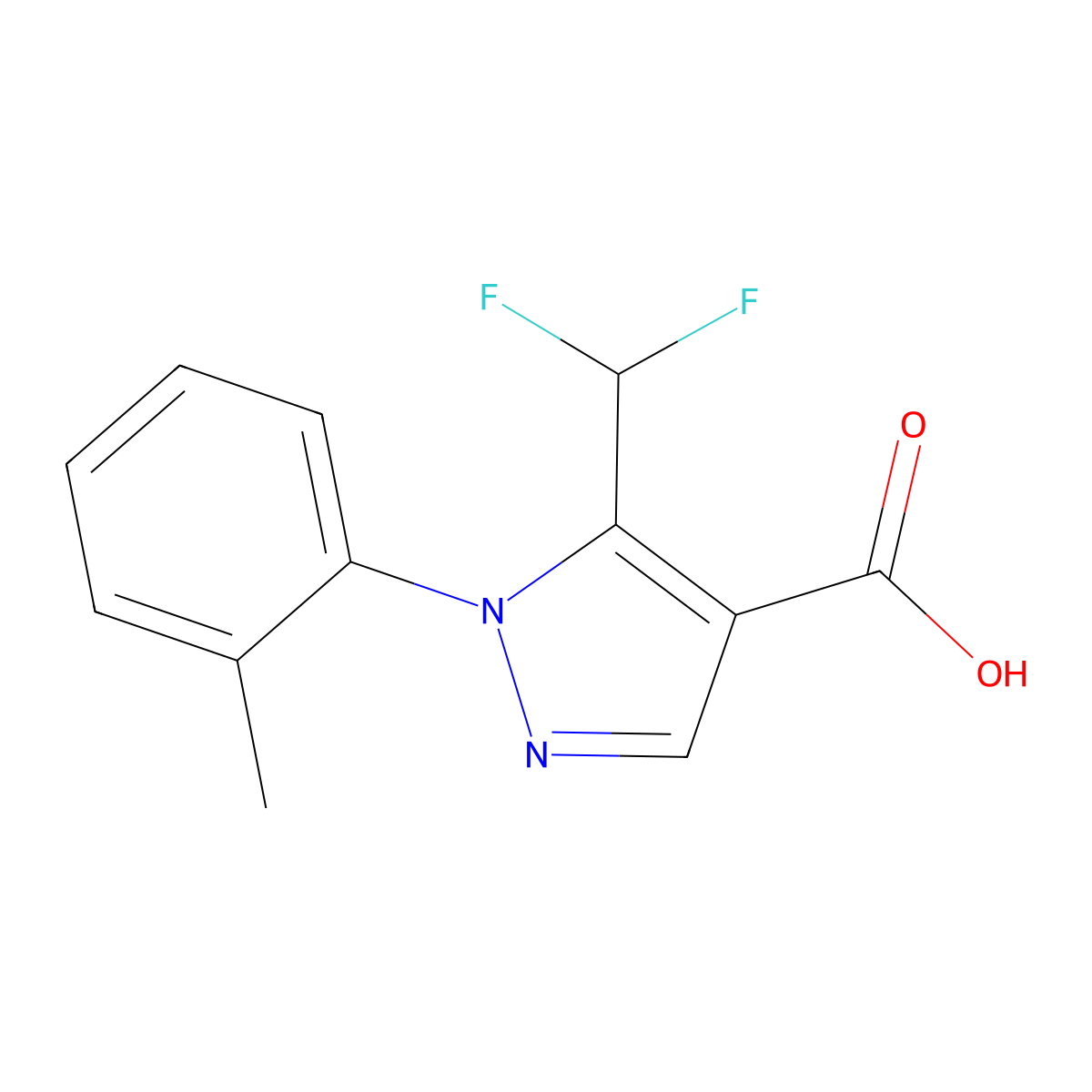 5-(difluoromethyl)-1-(2-methylphenyl)-1H-pyrazole-4-carboxylic acid molecular structure, CAS 1498346-98-7