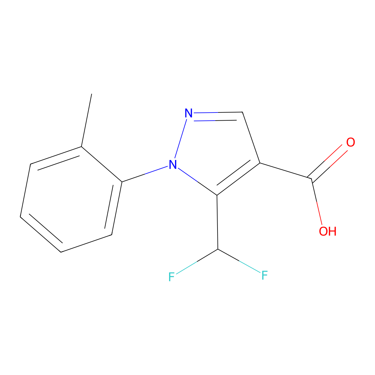 5-(difluoromethyl)-1-(2-methylphenyl)-1H-pyrazole-4-carboxylic acid molecular structure, CAS 1498346-98-7