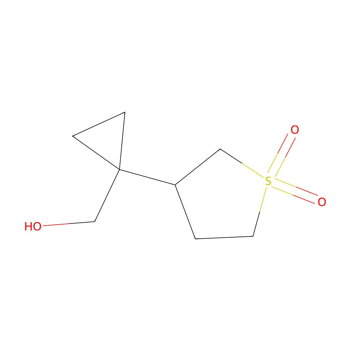 3-(1-(Hydroxymethyl)cyclopropyl)tetrahydrothiophene 1,1-dioxide molecular structure, CAS 1498347-98-0