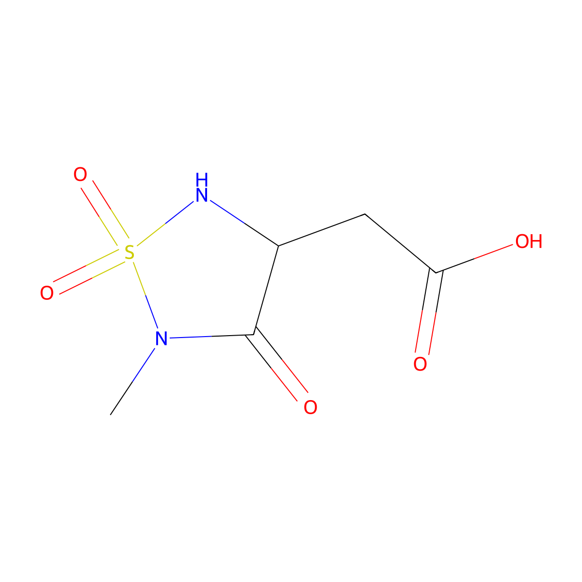 2-(5-Methyl-1,1-dioxido-4-oxo-1,2,5-thiadiazolidin-3-yl)acetic acid molecular structure, CAS 1498375-69-1