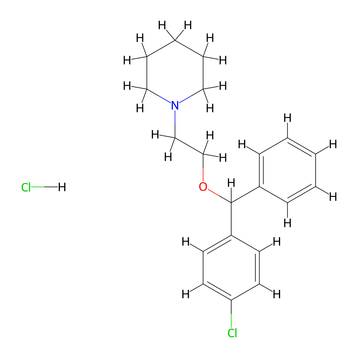 Cloperastine Hydrochloride molecular structure, CAS 14984-68-0