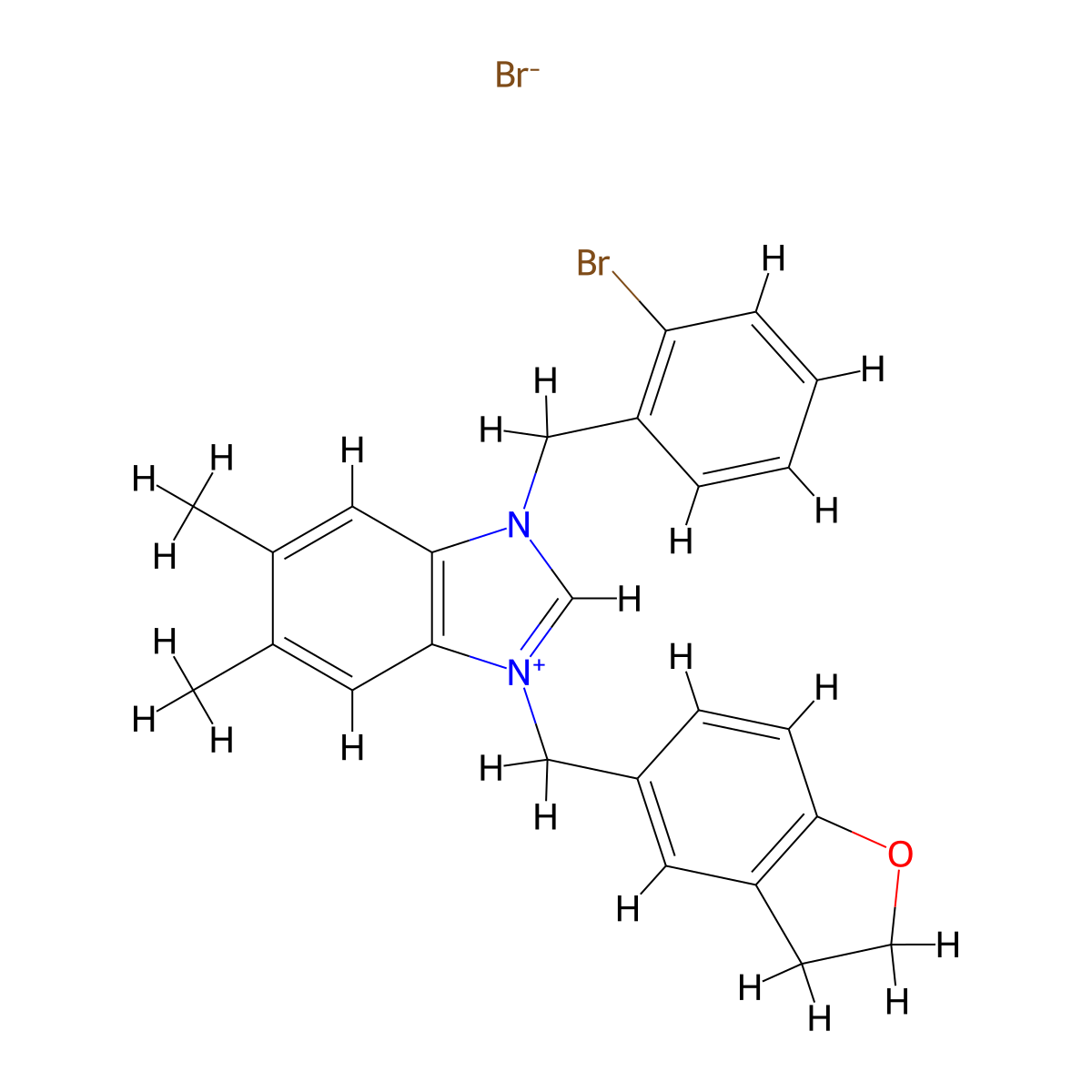 3-(2-Bromobenzyl)-1-((2,3-dihydrobenzofuran-5-yl)methyl)-5,6-dimethyl-1H-benzo[d]imidazol-3-ium bromide molecular structure, CAS 1498412-41-1