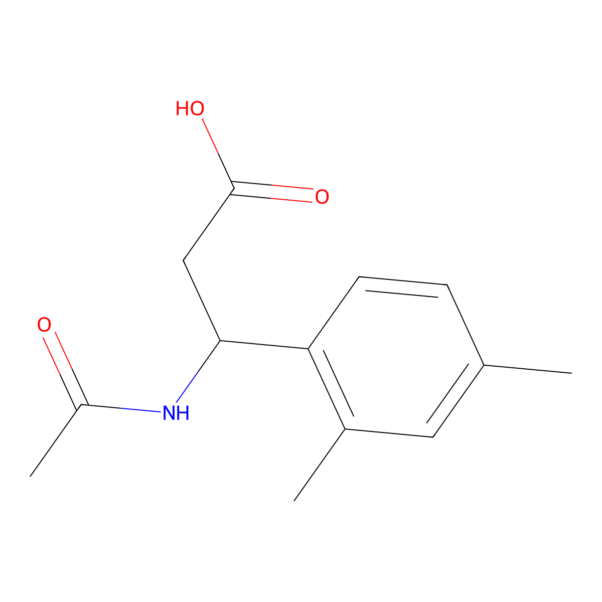 3-(2,4-Dimethylphenyl)-3-acetamidopropanoic acid molecular structure, CAS 1498417-32-5