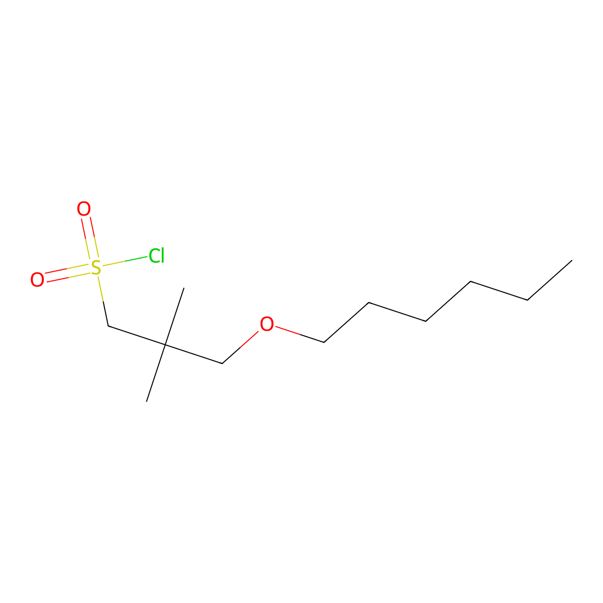 3-(Hexyloxy)-2,2-dimethylpropane-1-sulfonyl chloride molecular structure, CAS 1498438-13-3