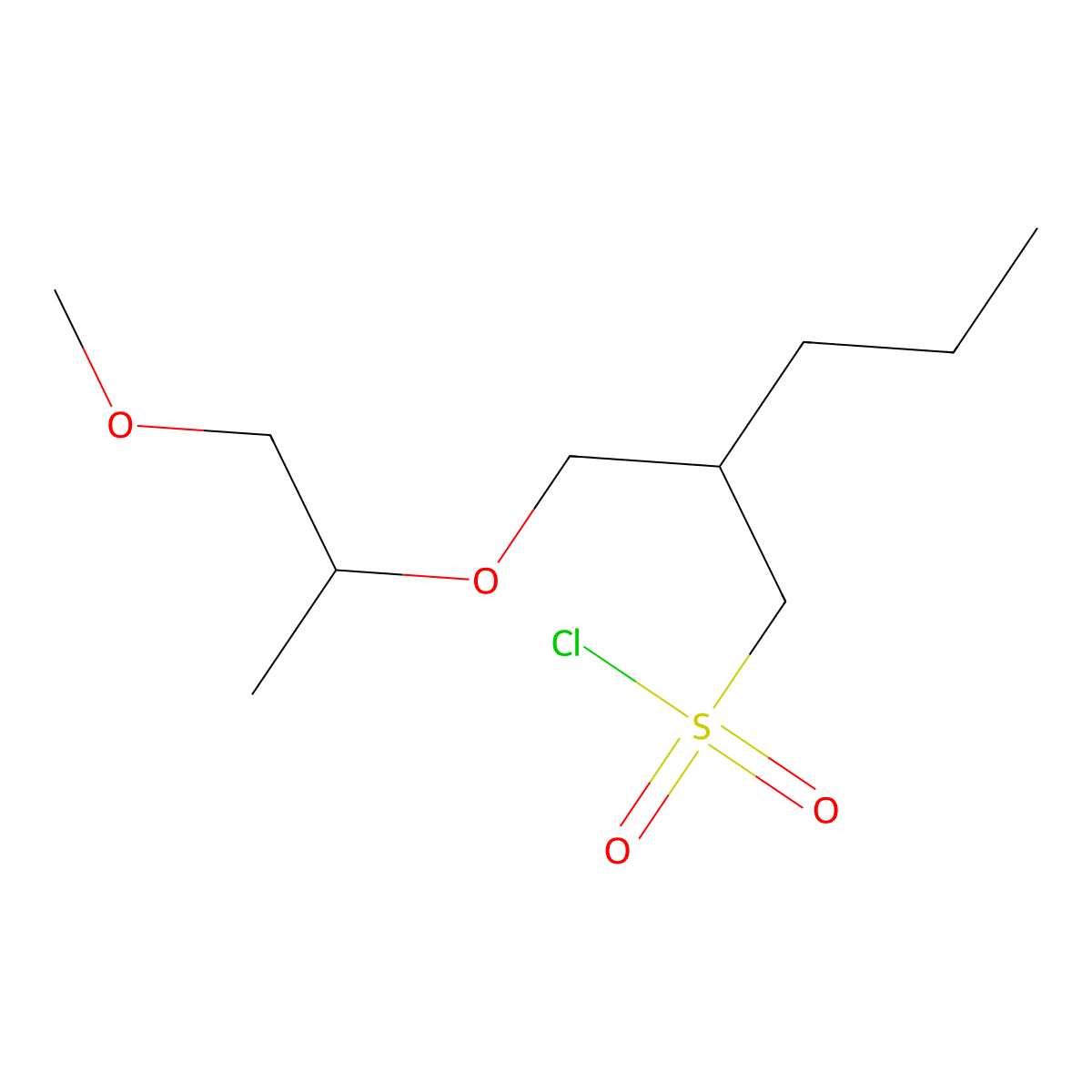 2-(((1-Methoxypropan-2-yl)oxy)methyl)pentane-1-sulfonyl chloride molecular structure, CAS 1498447-35-0
