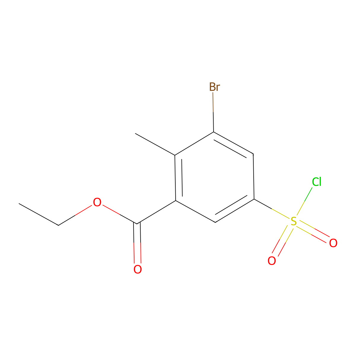 Ethyl 3-bromo-5-(chlorosulfonyl)-2-methylbenzoate molecular structure, CAS 1498463-61-8