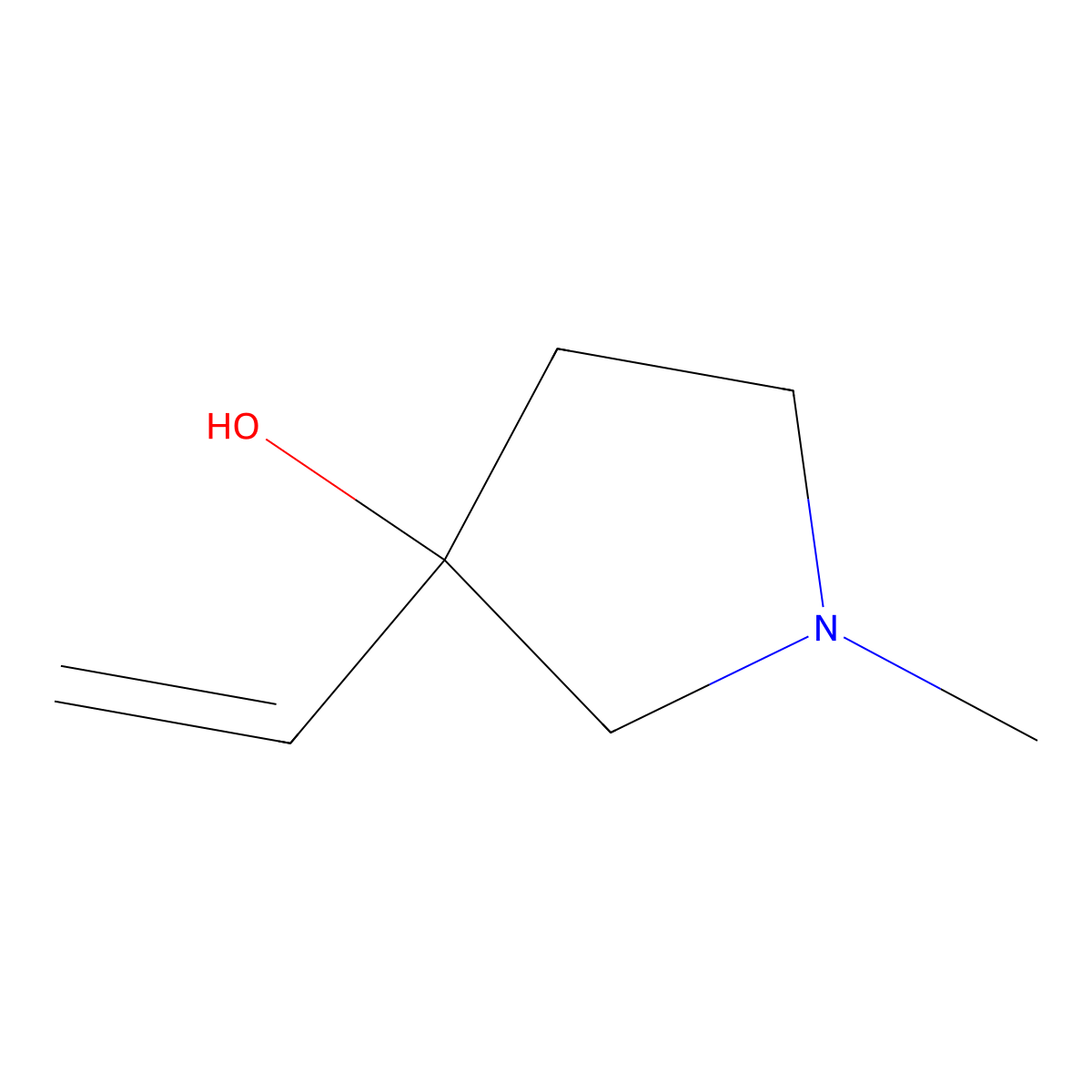 3-Ethenyl-1-methylpyrrolidin-3-ol molecular structure, CAS 1498466-50-4