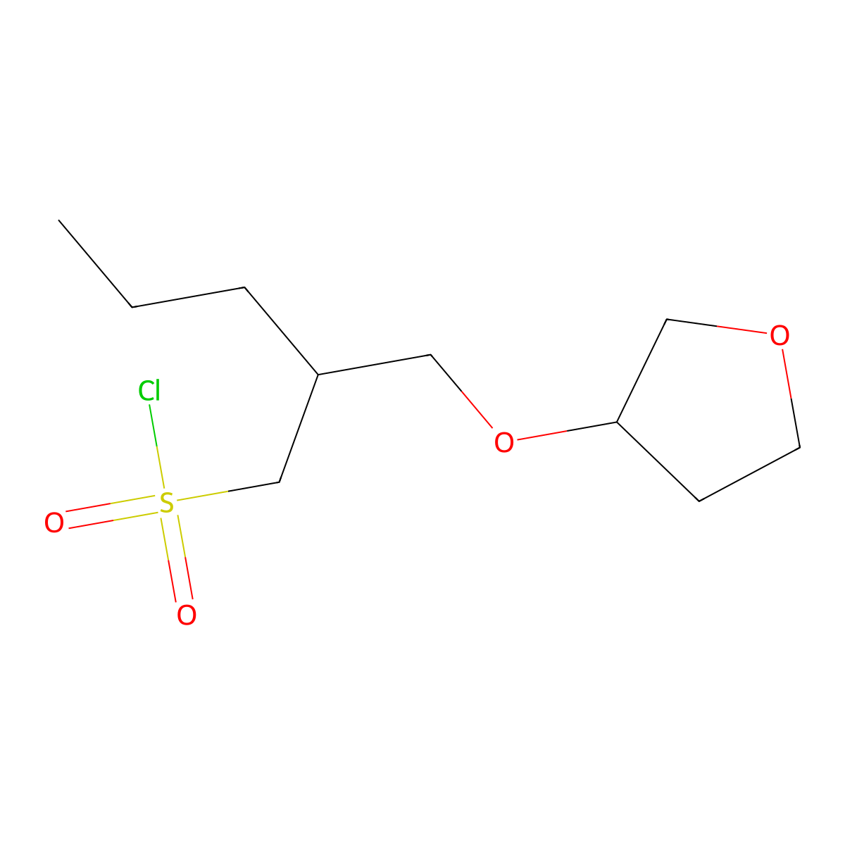 2-[(Oxolan-3-yloxy)methyl]pentane-1-sulfonyl chloride molecular structure, CAS 1498494-99-7