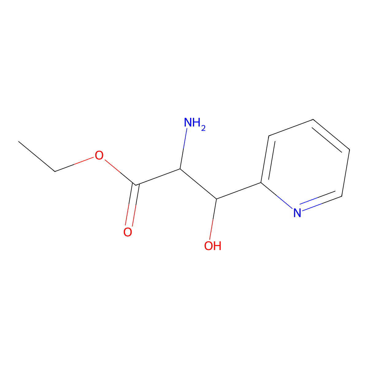 Ethyl 2-amino-3-hydroxy-3-(pyridin-2-yl)propanoate molecular structure, CAS 1498495-73-0