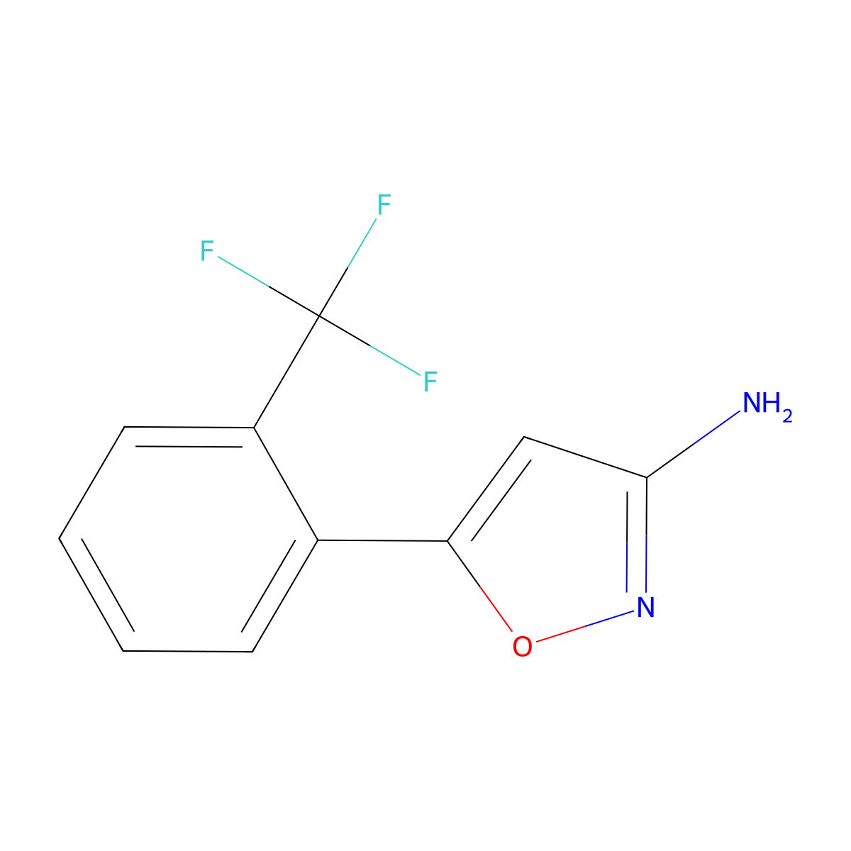 5-(2-(Trifluoromethyl)phenyl)isoxazol-3-amine molecular structure, CAS 1498502-41-2