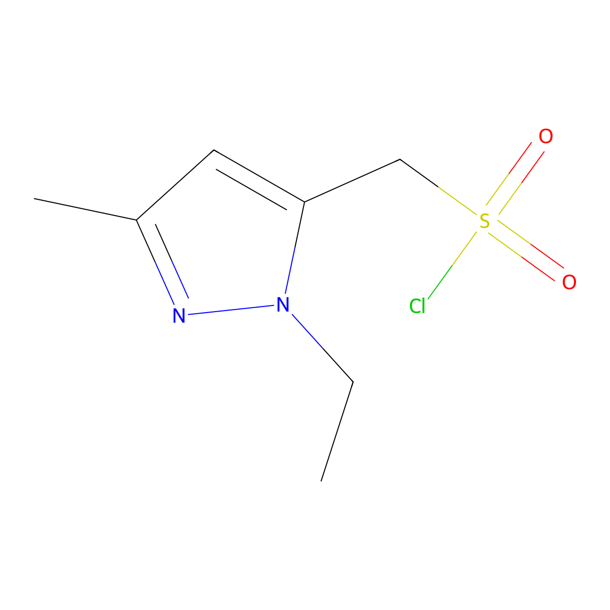 (1-ethyl-3-methyl-1H-pyrazol-5-yl)methanesulfonyl chloride molecular structure, CAS 1498537-01-1