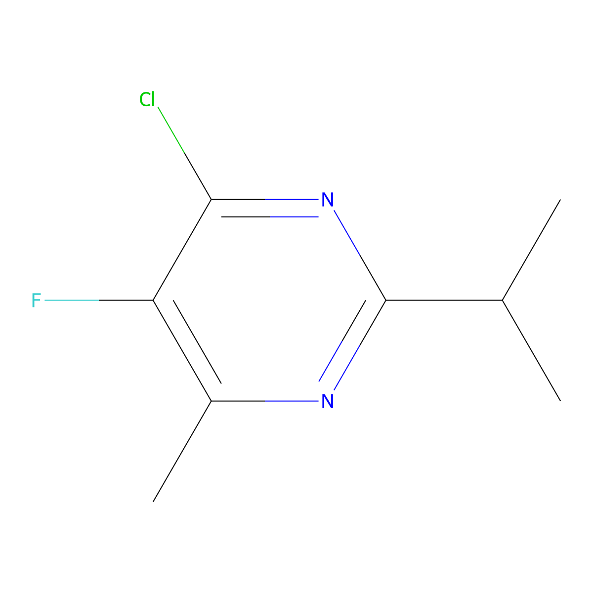 4-Chloro-5-fluoro-6-methyl-2-(propan-2-yl)pyrimidine molecular structure, CAS 1498538-76-3