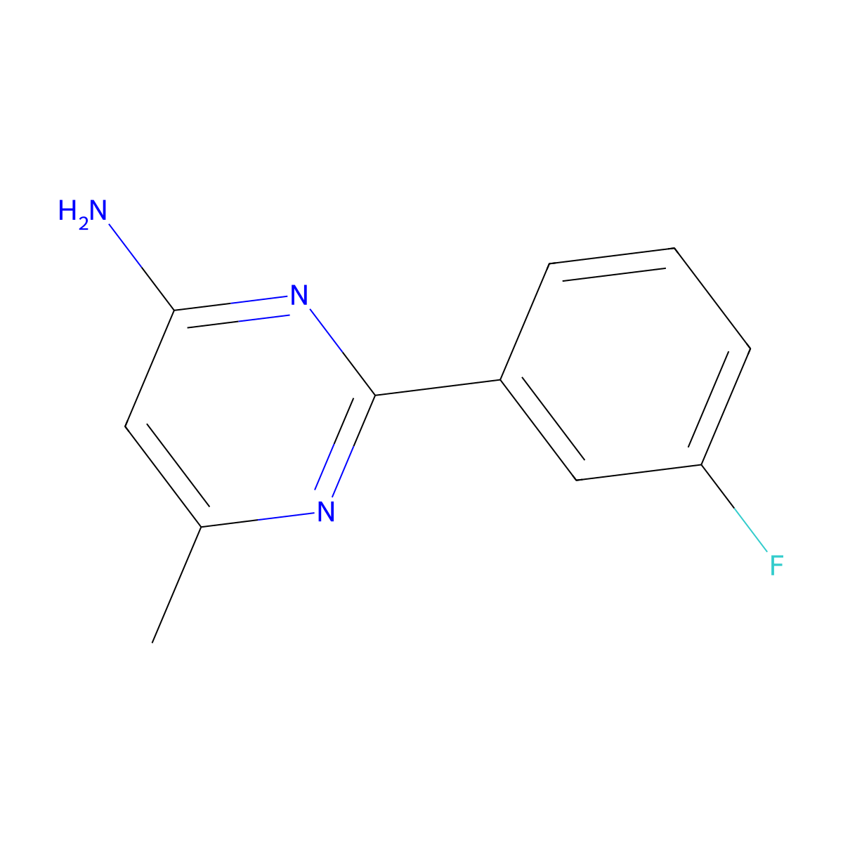 2-(3-Fluorophenyl)-6-methylpyrimidin-4-amine molecular structure, CAS 1498551-22-6