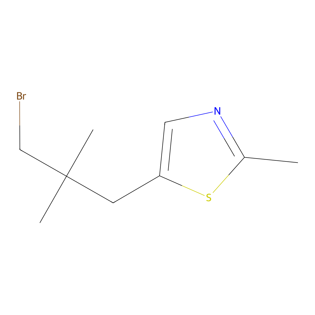 5-(3-Bromo-2,2-dimethylpropyl)-2-methyl-1,3-thiazole molecular structure, CAS 1498556-33-4