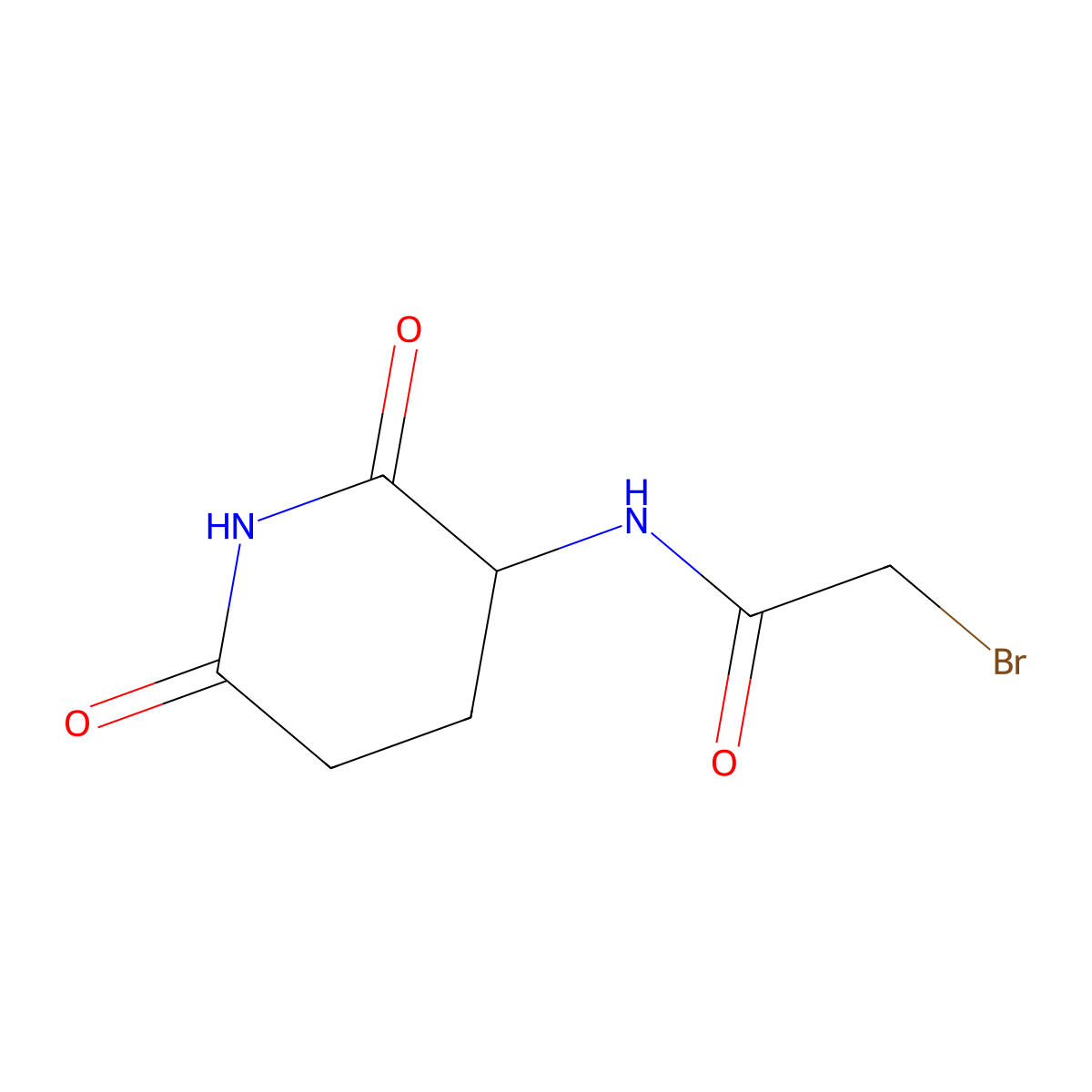2-Bromo-N-(2,6-dioxo-3-piperidyl)acetamide molecular structure, CAS 1498569-52-0