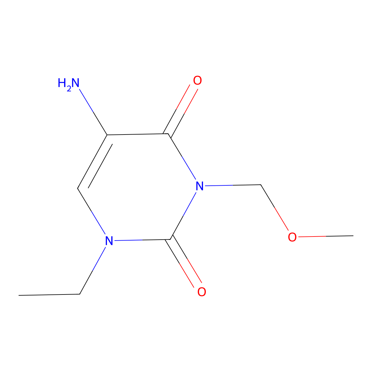 5-Amino-1-ethyl-3-(methoxymethyl)-1,2,3,4-tetrahydropyrimidine-2,4-dione molecular structure, CAS 1498586-38-1