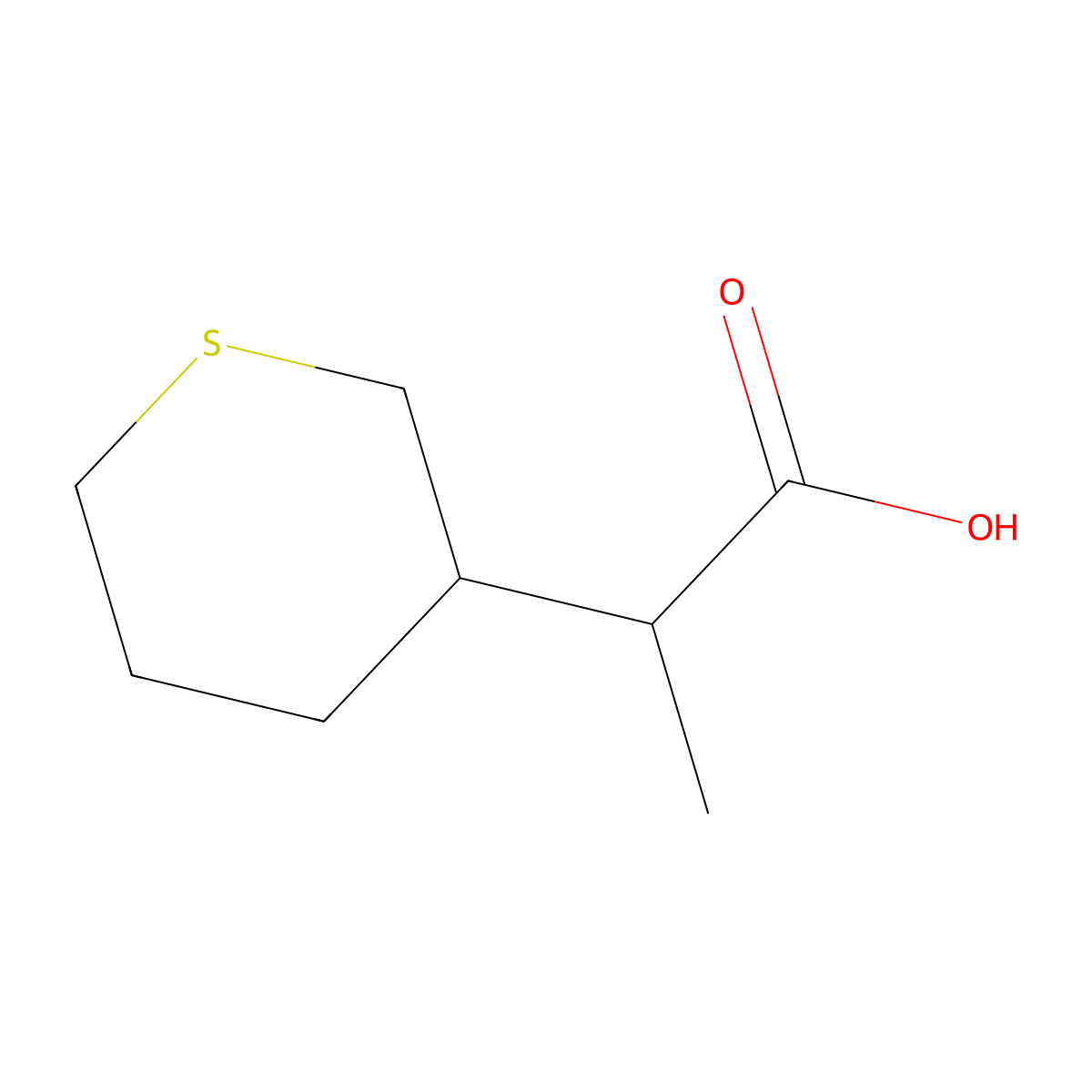 2-(Thian-3-yl)propanoic acid molecular structure, CAS 1498596-48-7