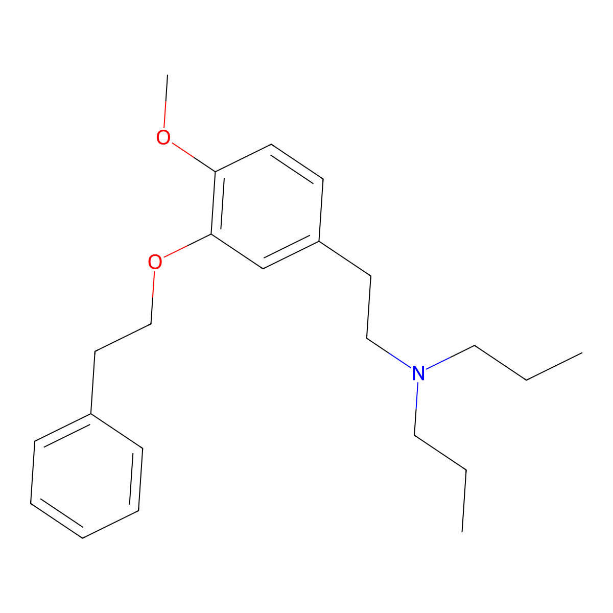 N-(4-methoxy-3-phenethoxyphenethyl)-N-propylpropan-1-amine molecular structure, CAS 149860-29-7