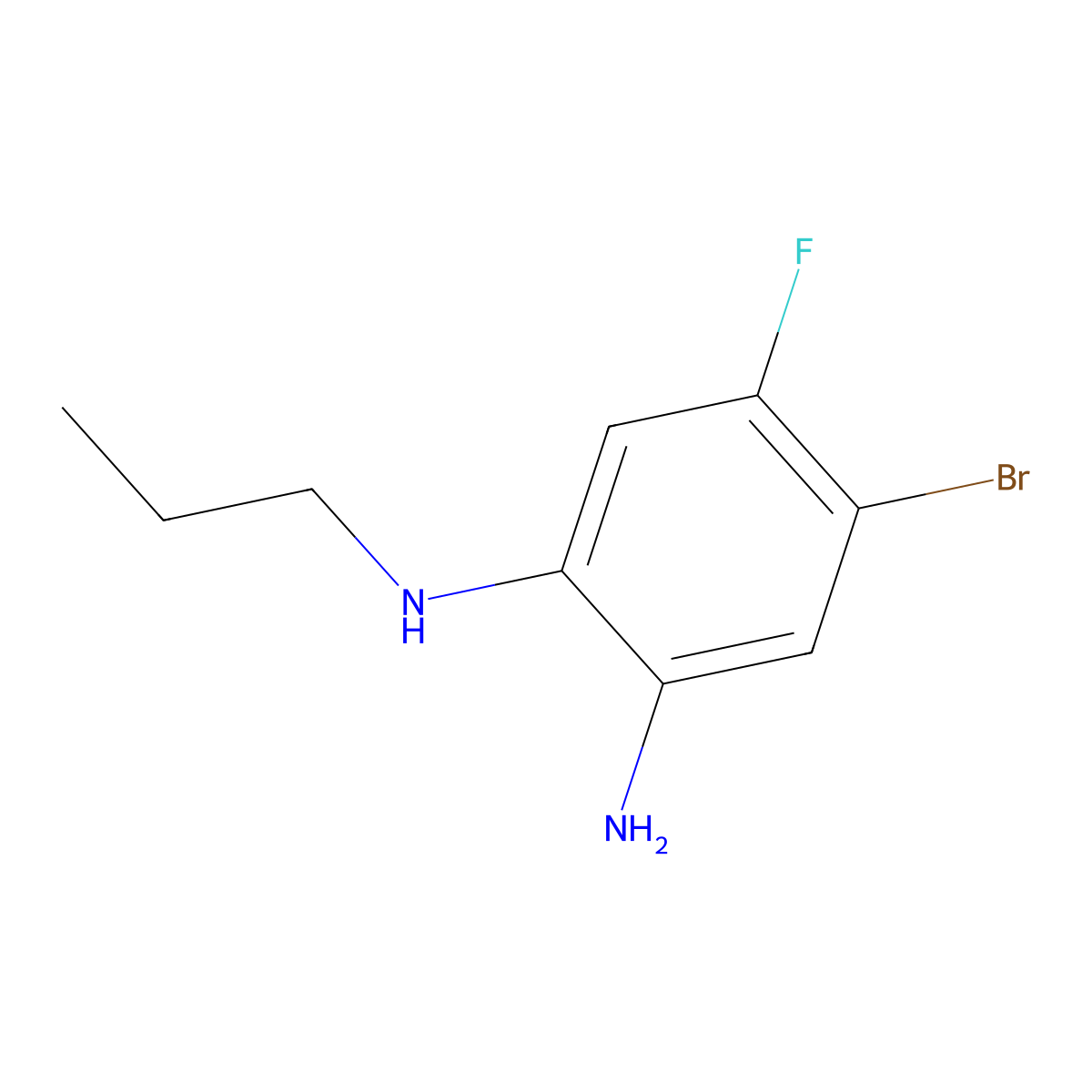 4-bromo-5-fluoro-1-N-propylbenzene-1,2-diamine molecular structure, CAS 1498605-64-3