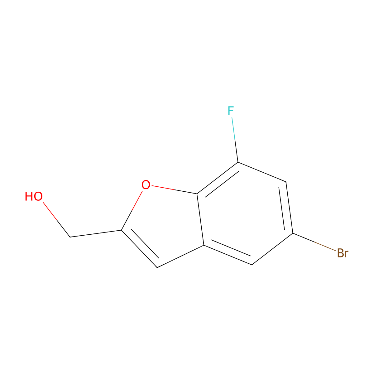 5-Bromo-7-fluoro-2-(hydroxymethyl)benzofuran molecular structure, CAS 1498609-31-6