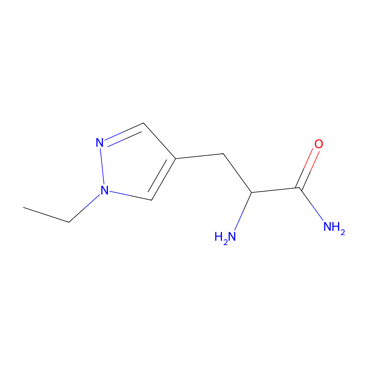 2-Amino-3-(1-ethyl-1h-pyrazol-4-yl)propanamide molecular structure, CAS 1498610-09-5