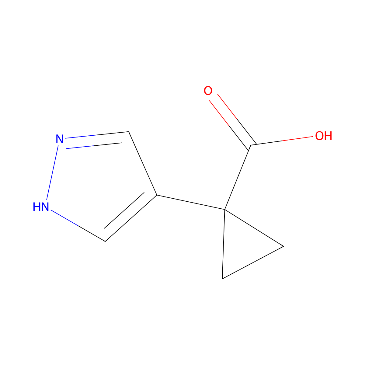 1-(1H-pyrazol-4-yl)cyclopropane-1-carboxylic acid molecular structure, CAS 1498613-48-1