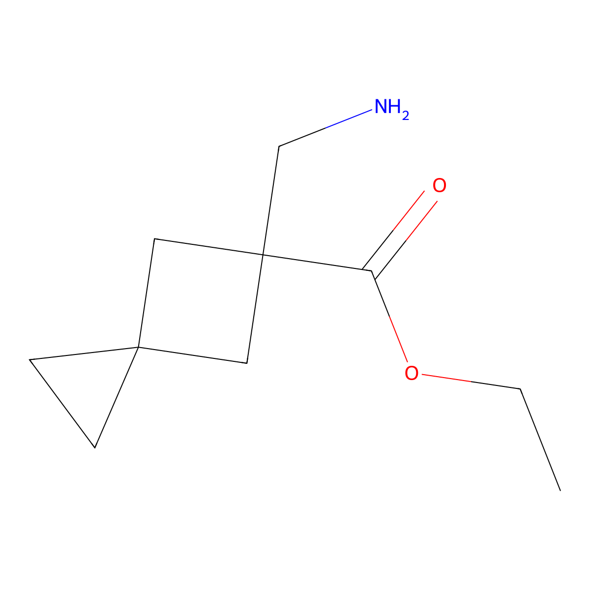 Ethyl 5-(aminomethyl)spiro[2.3]hexane-5-carboxylate molecular structure, CAS 1498629-39-2