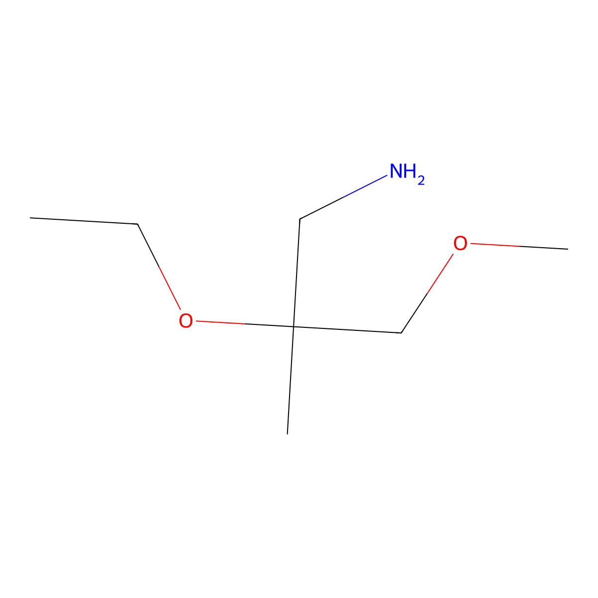 2-Ethoxy-3-methoxy-2-methylpropan-1-amine molecular structure, CAS 1498637-06-1