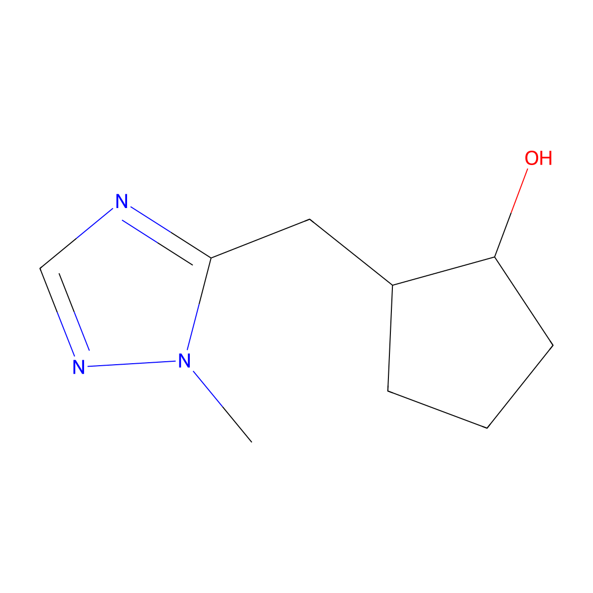 2-[(1-methyl-1H-1,2,4-triazol-5-yl)methyl]cyclopentan-1-ol molecular structure, CAS 1498658-03-9